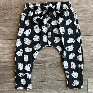 Jessica Simpson Hey Boo Black and White Ghost Drawstring Baby Girl Pants SZ 3-6M